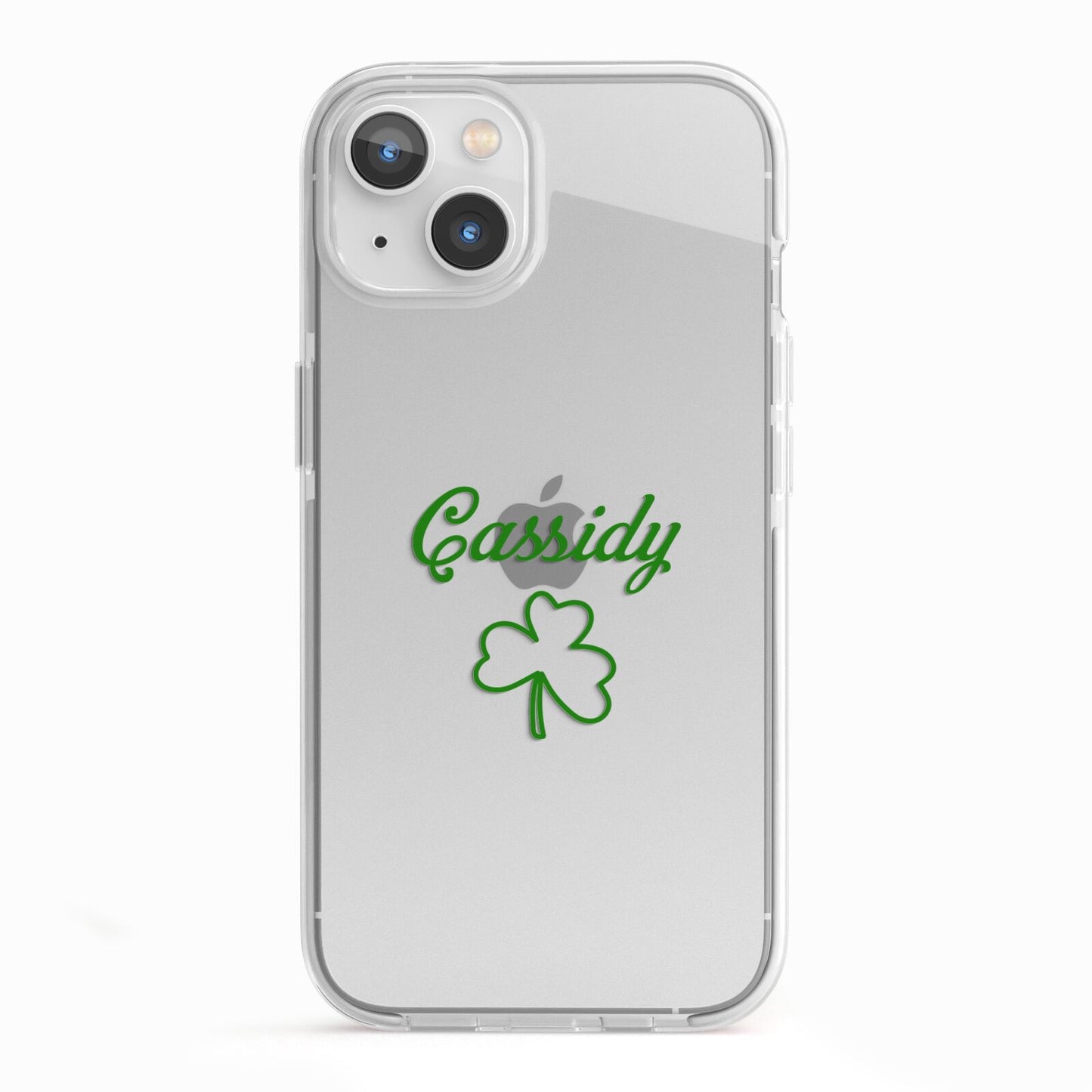 Personalised Name Shamrock iPhone 13 TPU Impact Case with White Edges