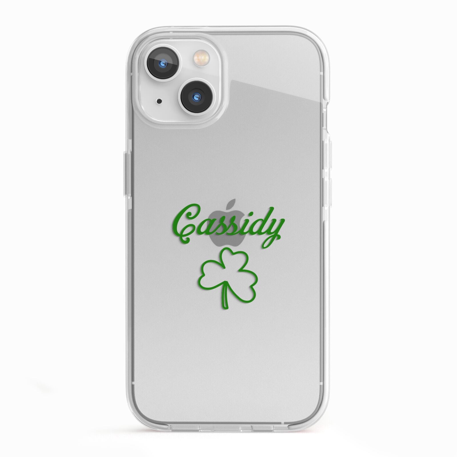 Personalised Name Shamrock iPhone 13 TPU Impact Case with White Edges