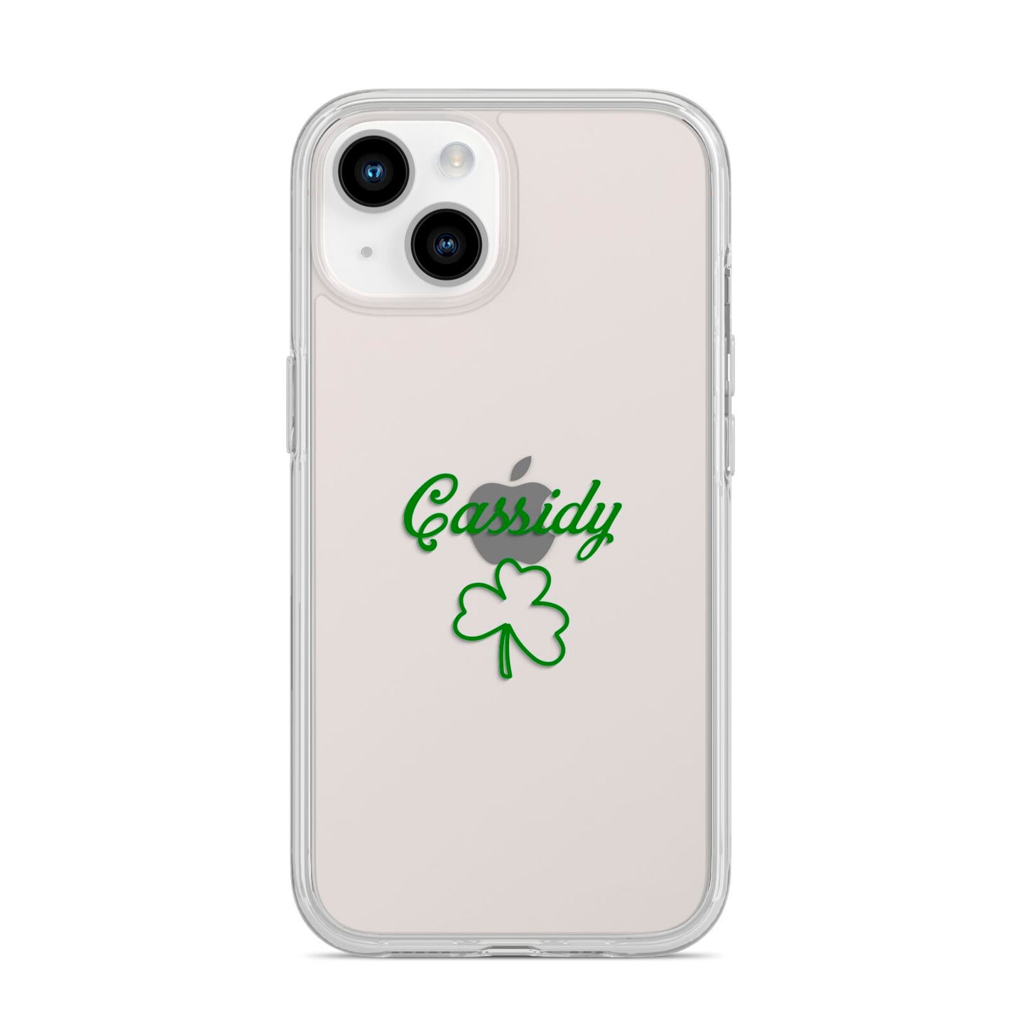 Personalised Name Shamrock iPhone 14 Clear Tough Case Starlight