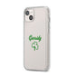 Personalised Name Shamrock iPhone 14 Plus Clear Tough Case Starlight Angled Image