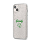 Personalised Name Shamrock iPhone 14 Plus Glitter Tough Case Starlight Angled Image