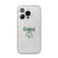 Personalised Name Shamrock iPhone 14 Pro Glitter Tough Case Silver