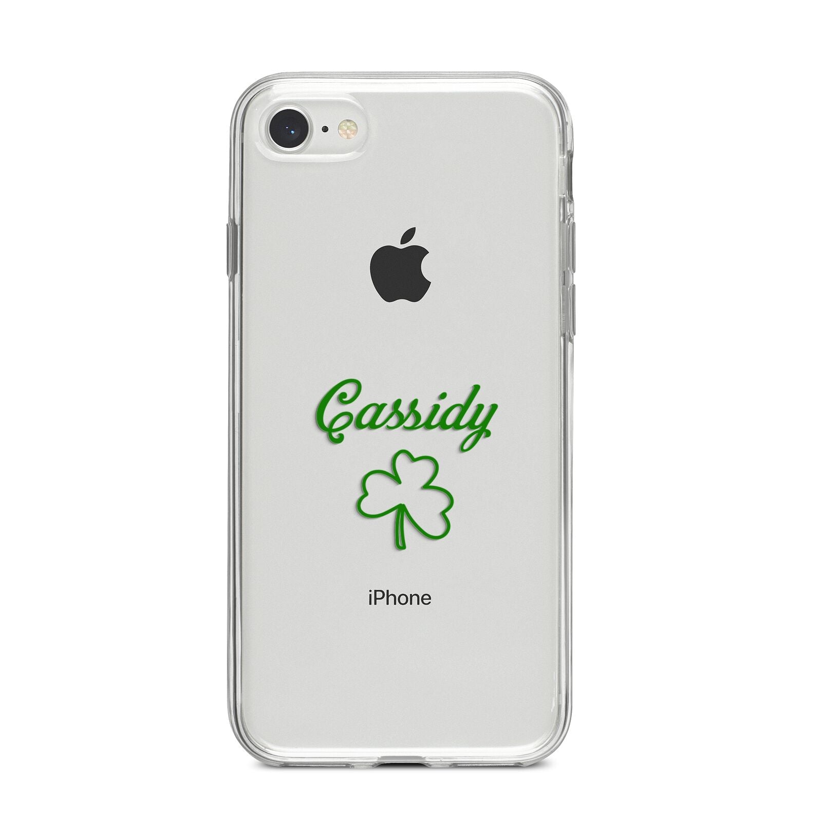 Personalised Name Shamrock iPhone 8 Bumper Case on Silver iPhone