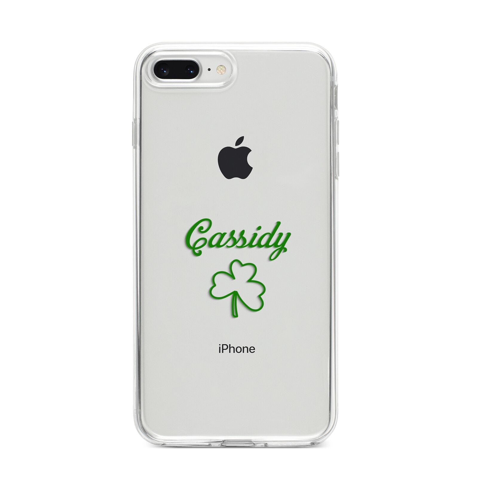 Personalised Name Shamrock iPhone 8 Plus Bumper Case on Silver iPhone