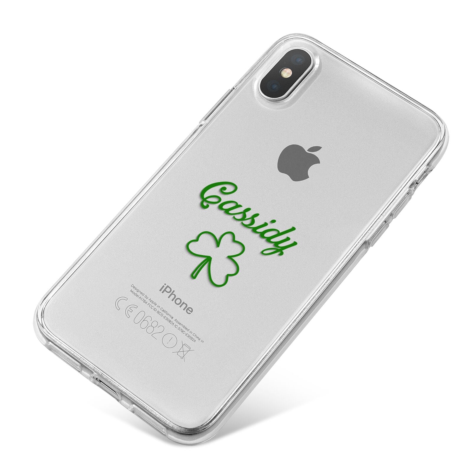 Personalised Name Shamrock iPhone X Bumper Case on Silver iPhone