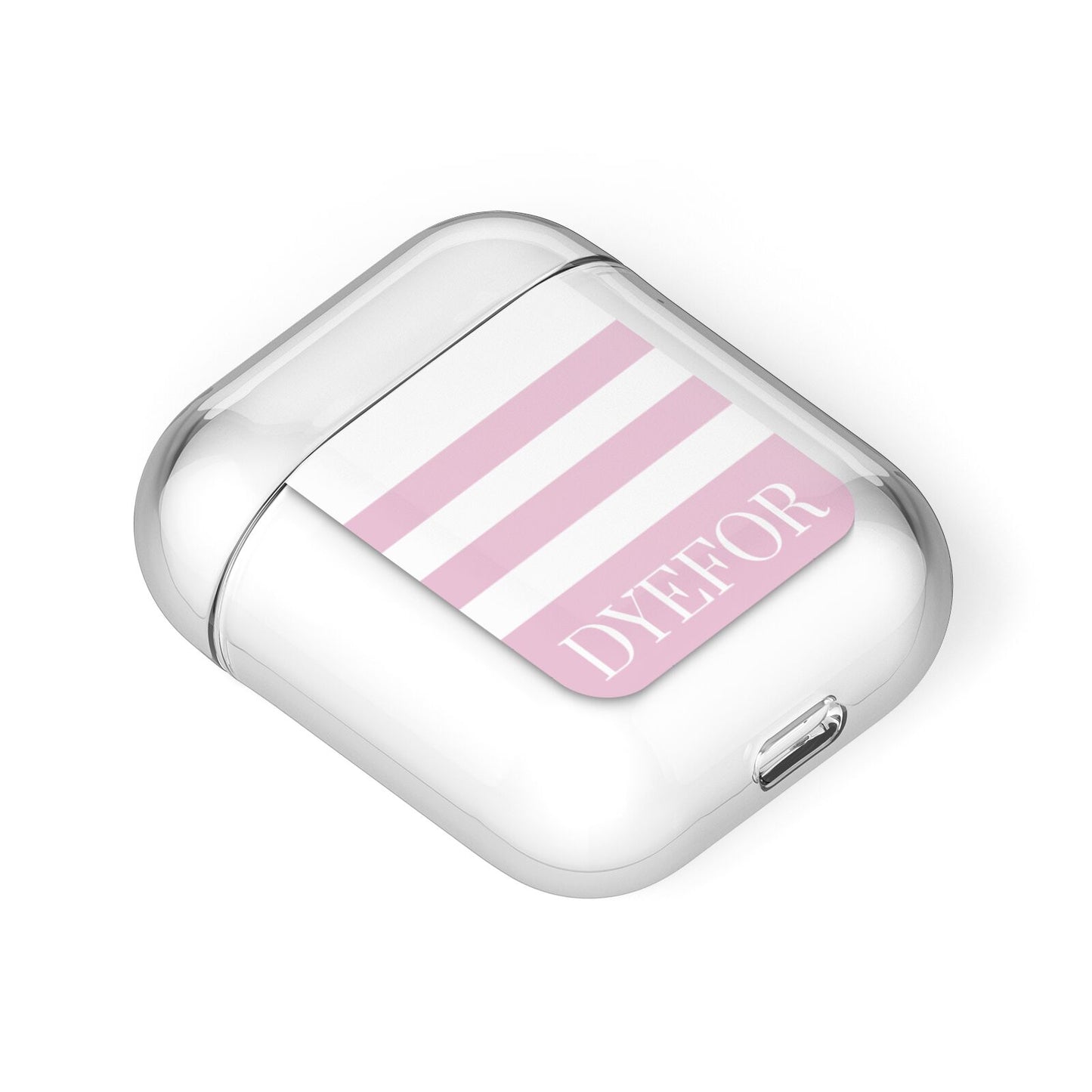 Personalised Name Striped AirPods Case Laid Flat