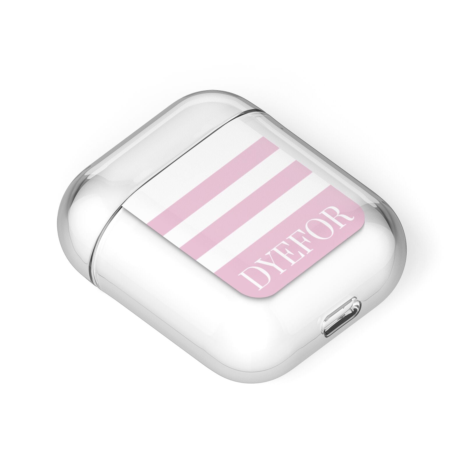 Personalised Name Striped AirPods Case Laid Flat