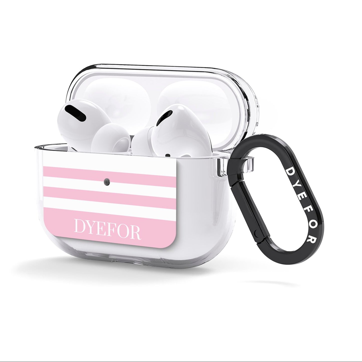 Personalised Name Striped AirPods Clear Case 3rd Gen Side Image