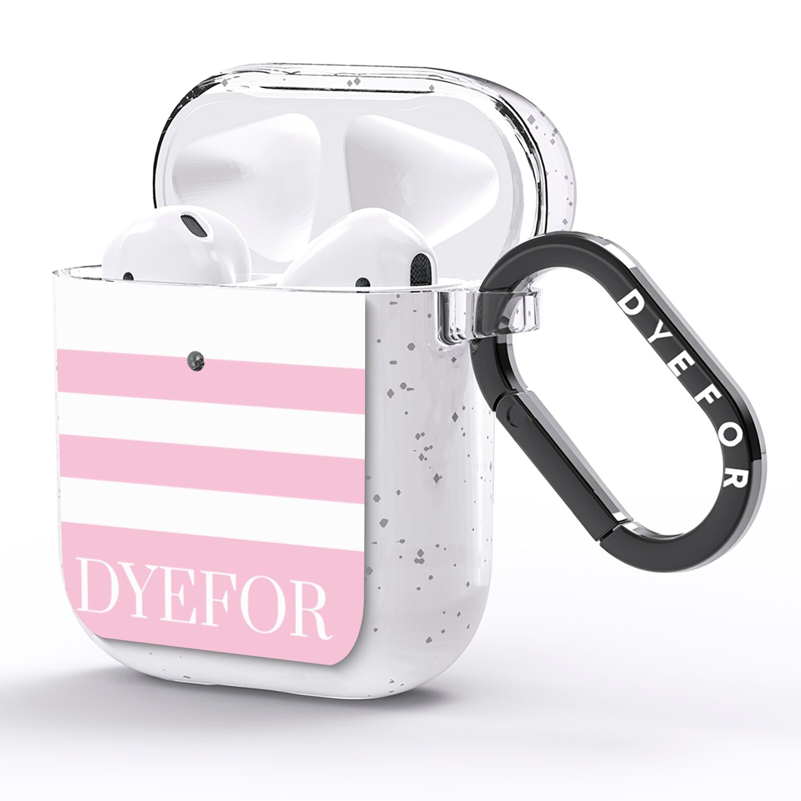 Personalised Name Striped AirPods Glitter Case Side Image