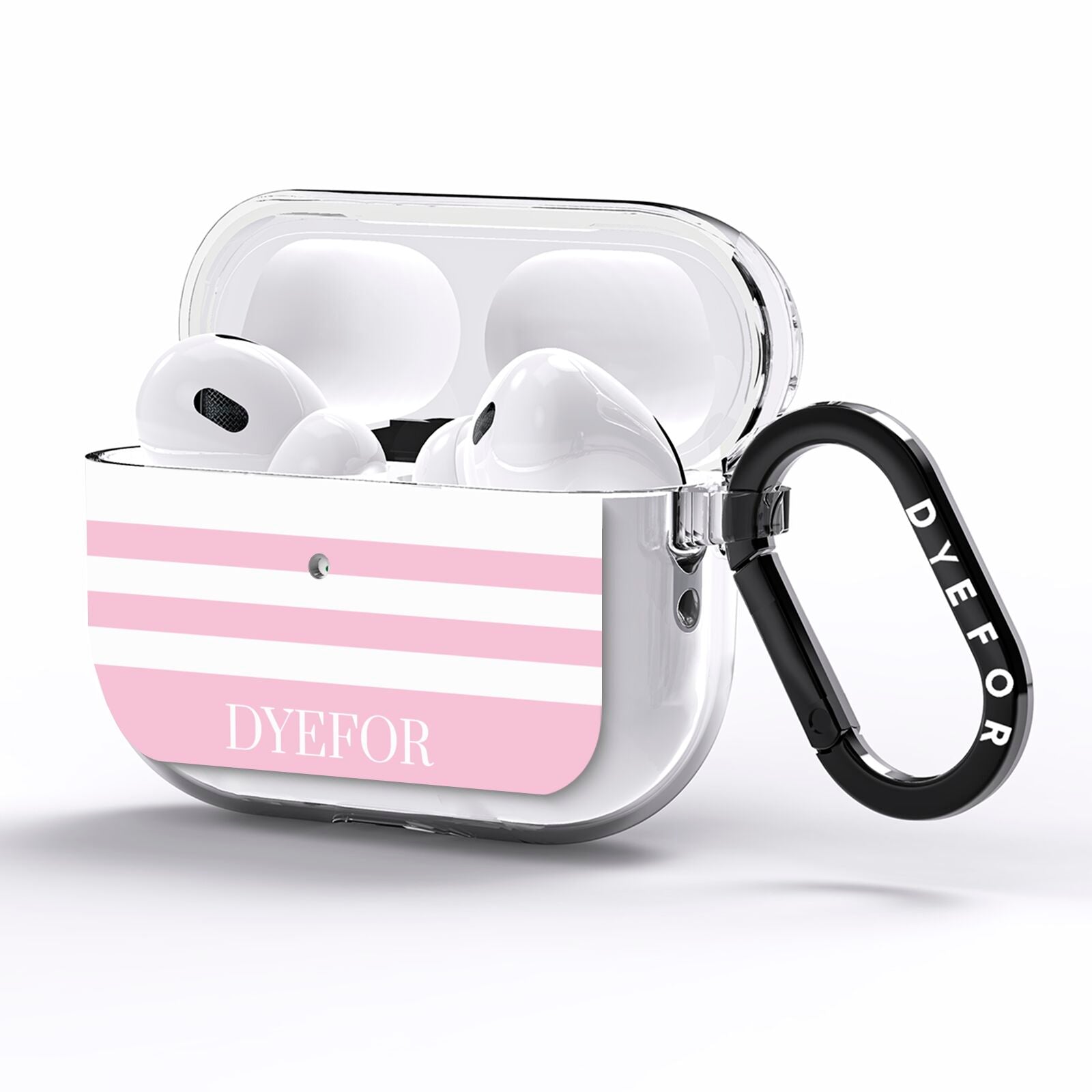 Personalised Name Striped AirPods Pro Clear Case Side Image