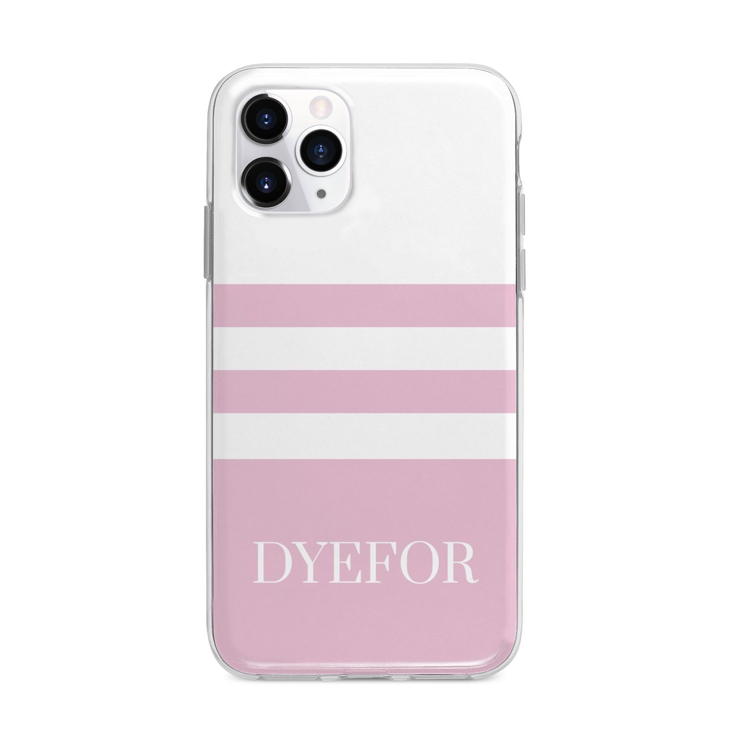 Personalised Name Striped Apple iPhone 11 Pro Max in Silver with Bumper Case