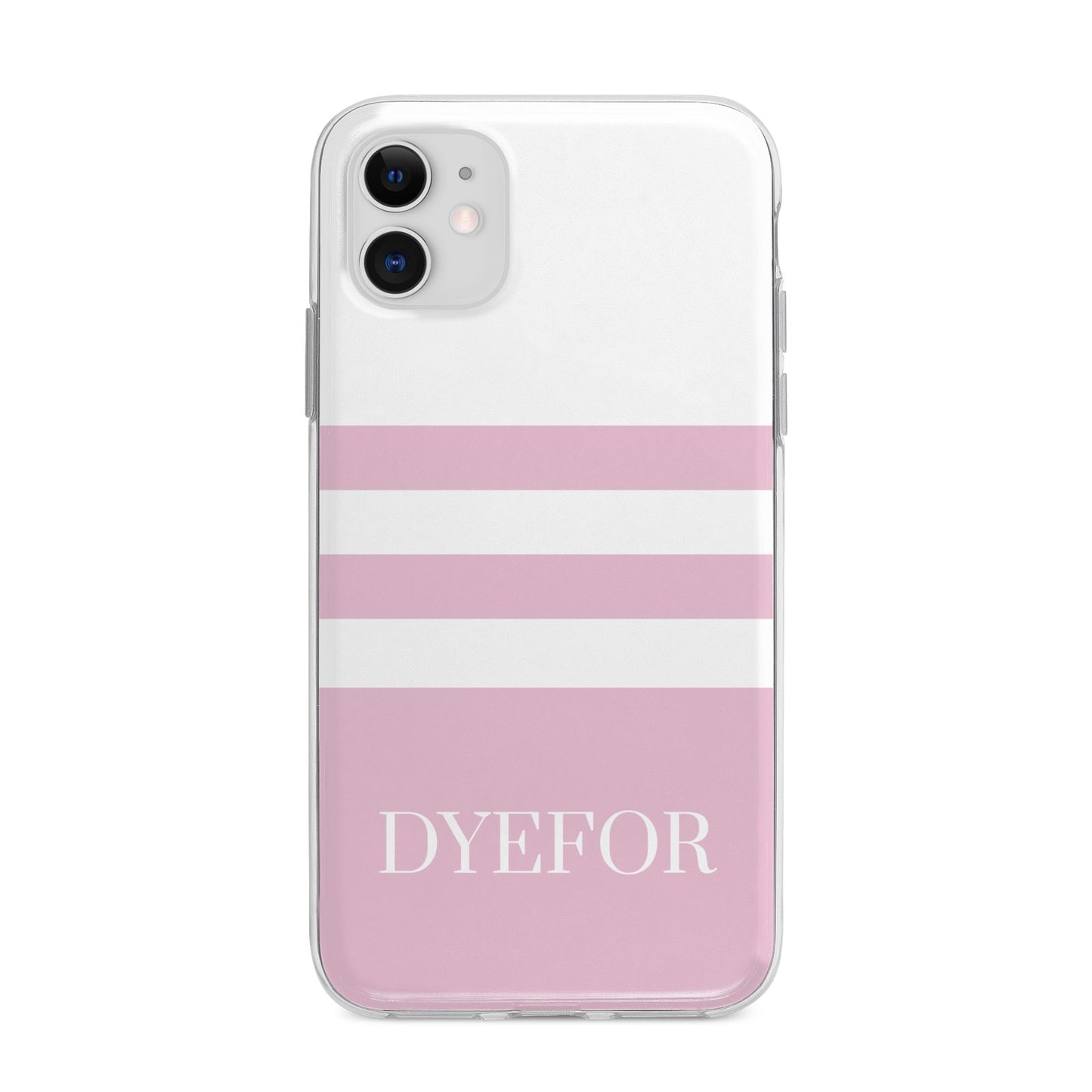 Personalised Name Striped Apple iPhone 11 in White with Bumper Case