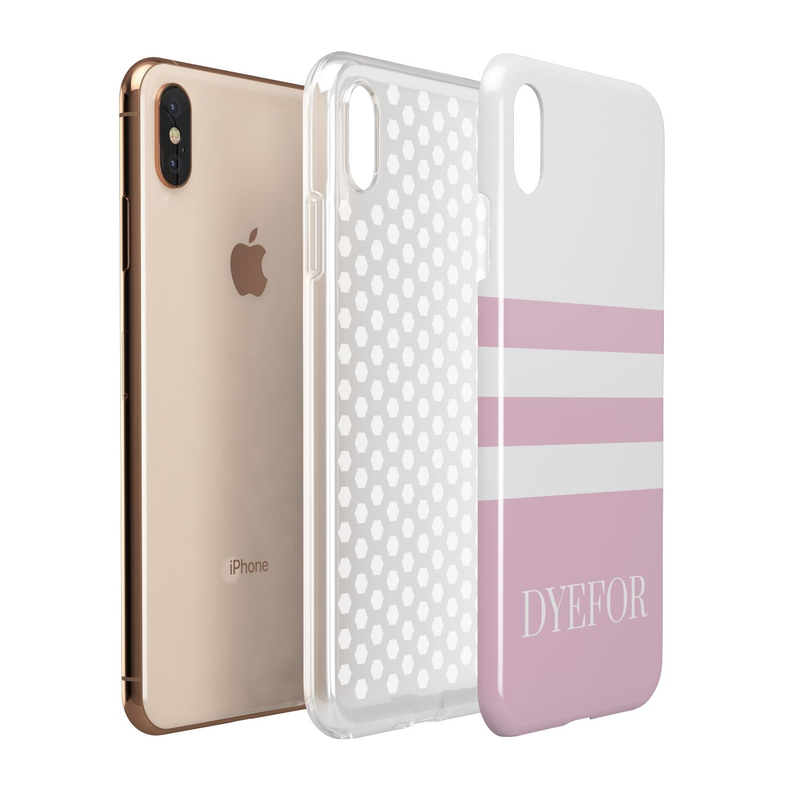 Personalised Name Striped Apple iPhone Xs Max 3D Tough Case Expanded View