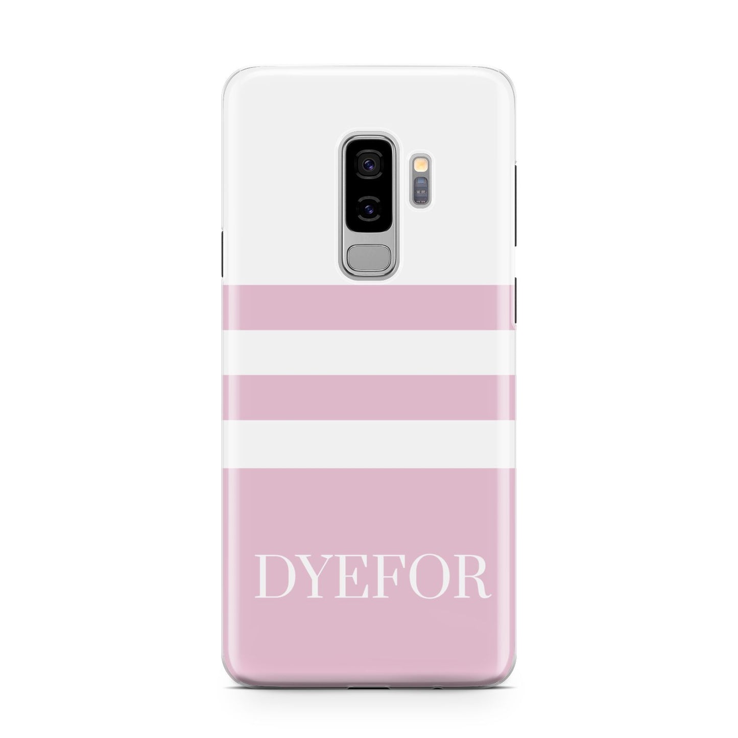 Personalised Name Striped Samsung Galaxy S9 Plus Case on Silver phone