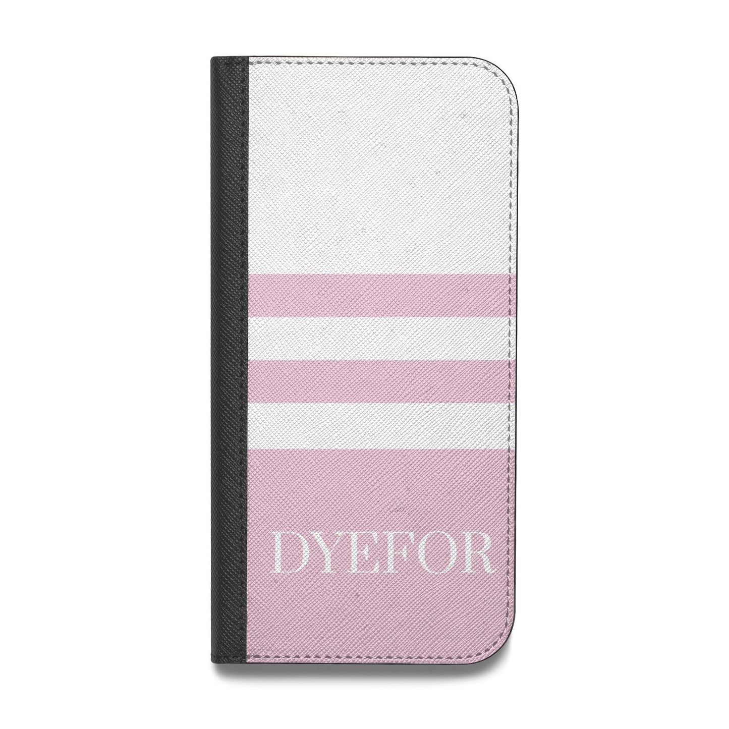 Personalised Name Striped Vegan Leather Flip iPhone Case