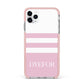 Personalised Name Striped iPhone 11 Pro Max Impact Pink Edge Case