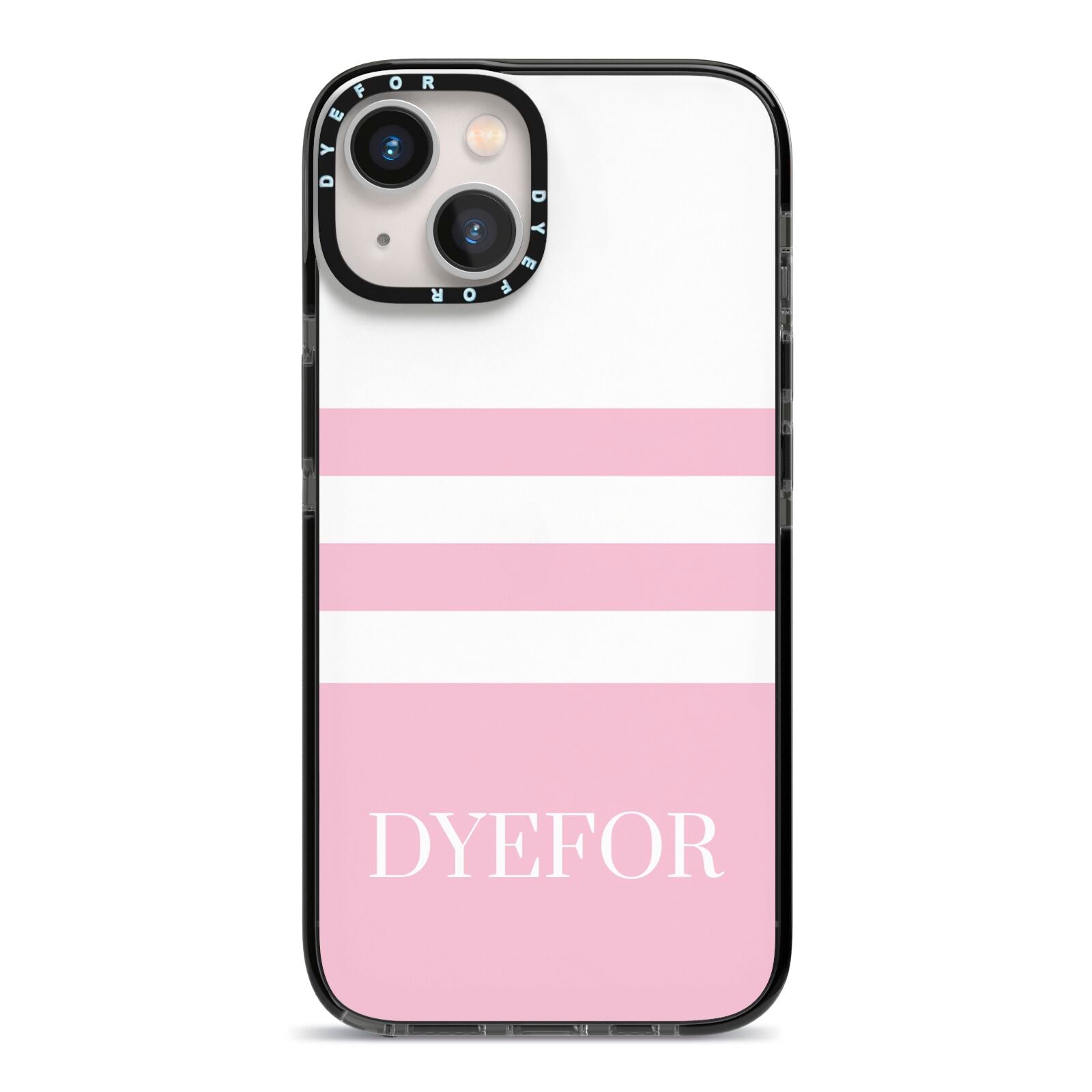 Personalised Name Striped iPhone 13 Black Impact Case on Silver phone