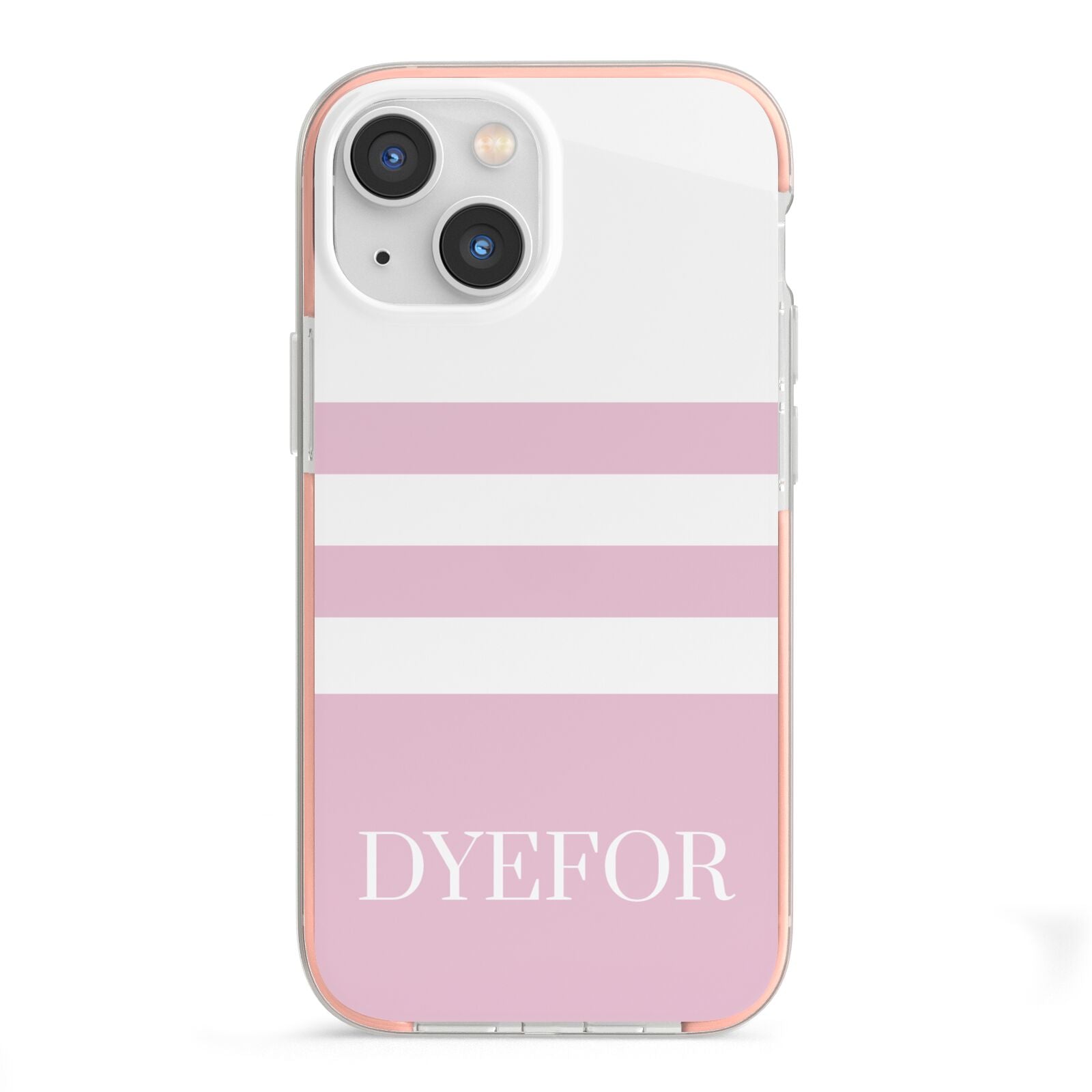 Personalised Name Striped iPhone 13 Mini TPU Impact Case with Pink Edges