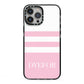 Personalised Name Striped iPhone 13 Pro Max Black Impact Case on Silver phone