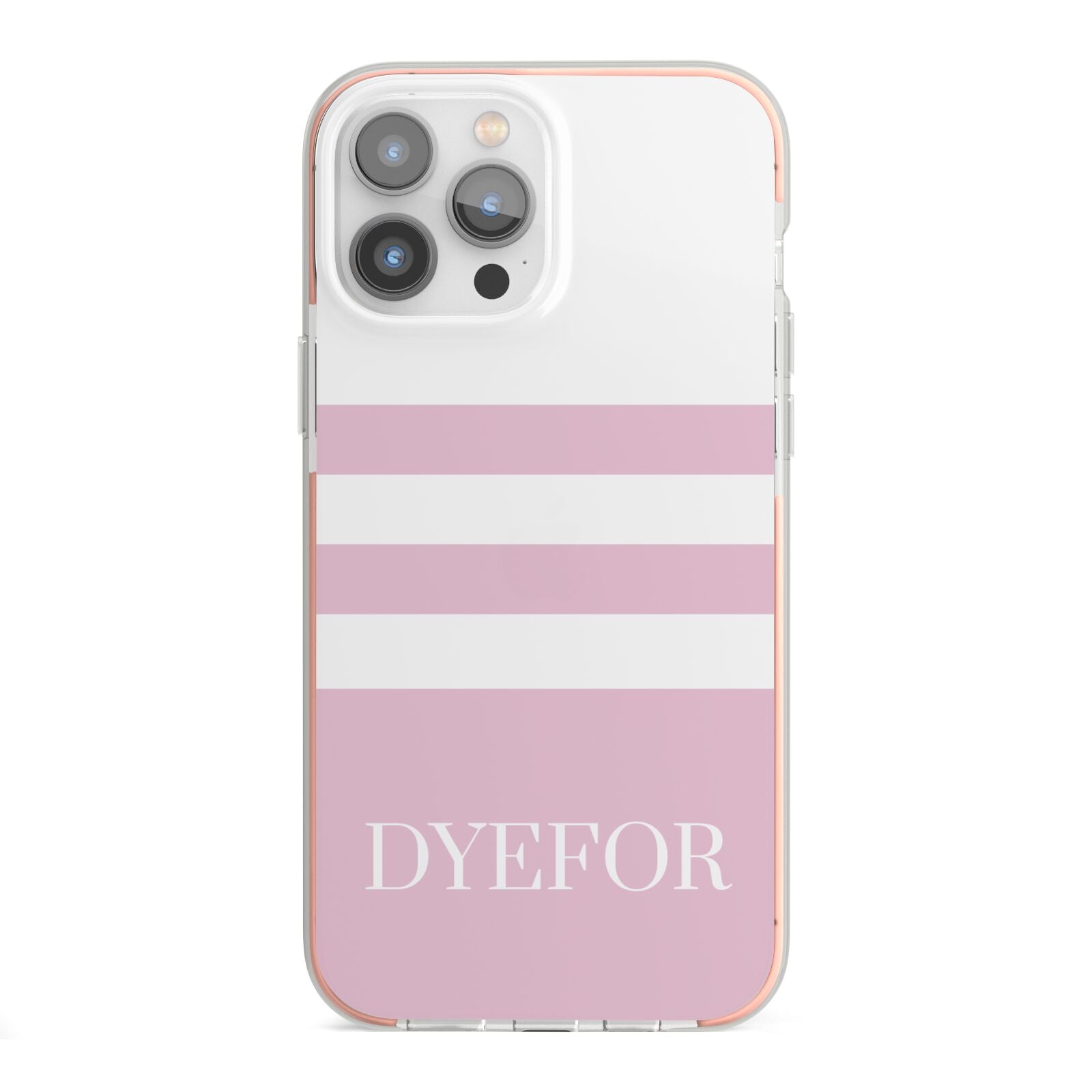 Personalised Name Striped iPhone 13 Pro Max TPU Impact Case with Pink Edges