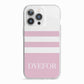 Personalised Name Striped iPhone 13 Pro TPU Impact Case with White Edges
