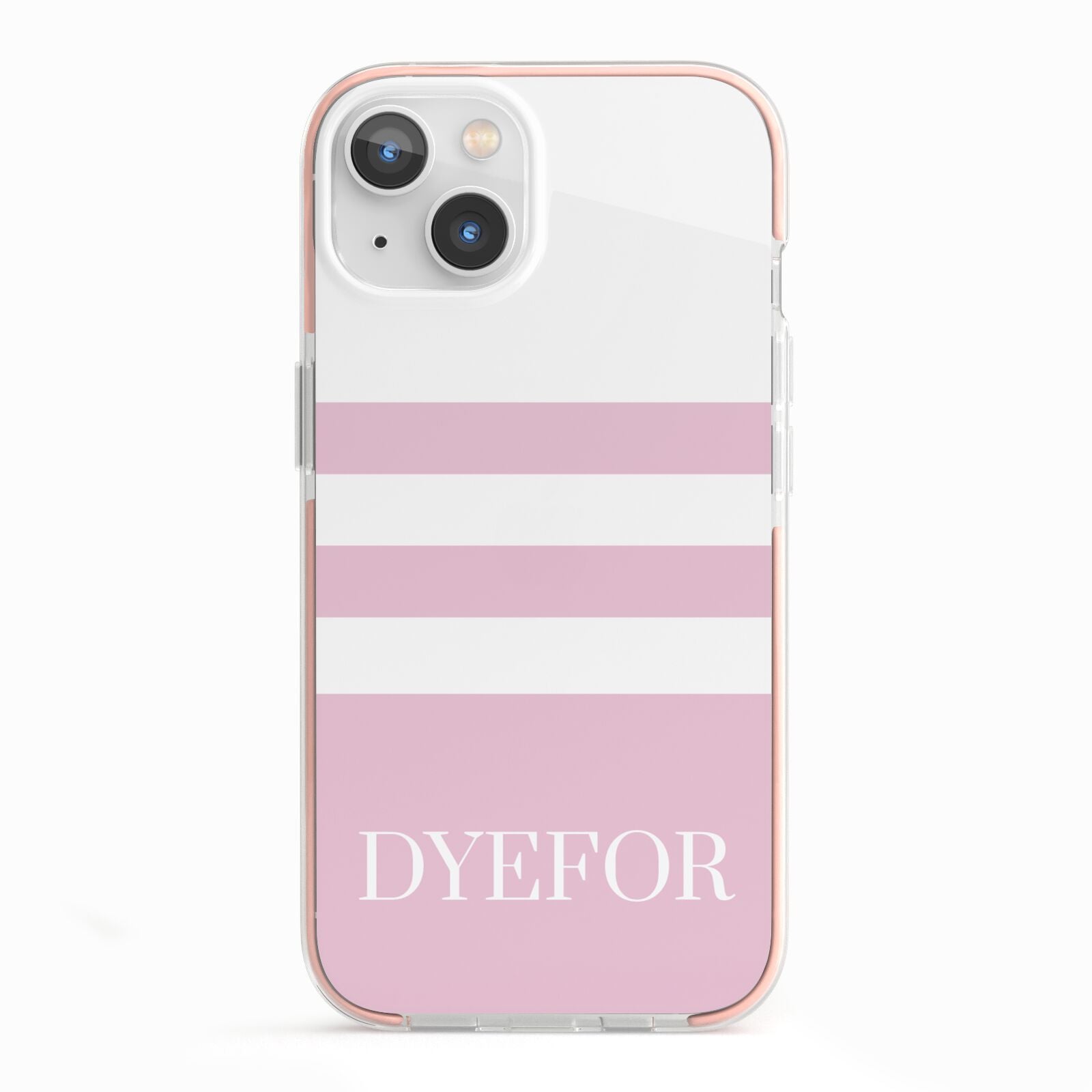 Personalised Name Striped iPhone 13 TPU Impact Case with Pink Edges