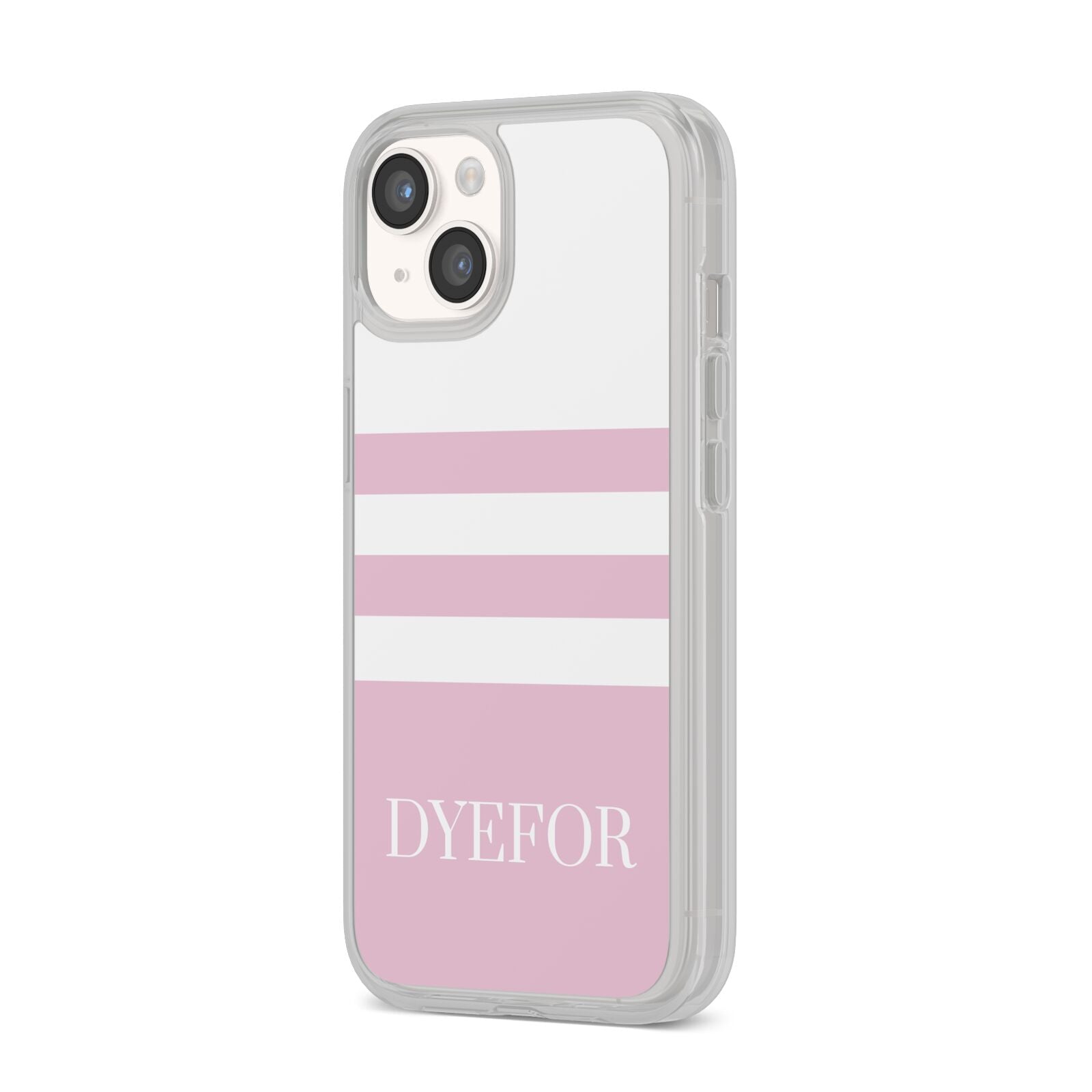 Personalised Name Striped iPhone 14 Clear Tough Case Starlight Angled Image