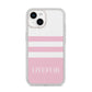 Personalised Name Striped iPhone 14 Glitter Tough Case Starlight