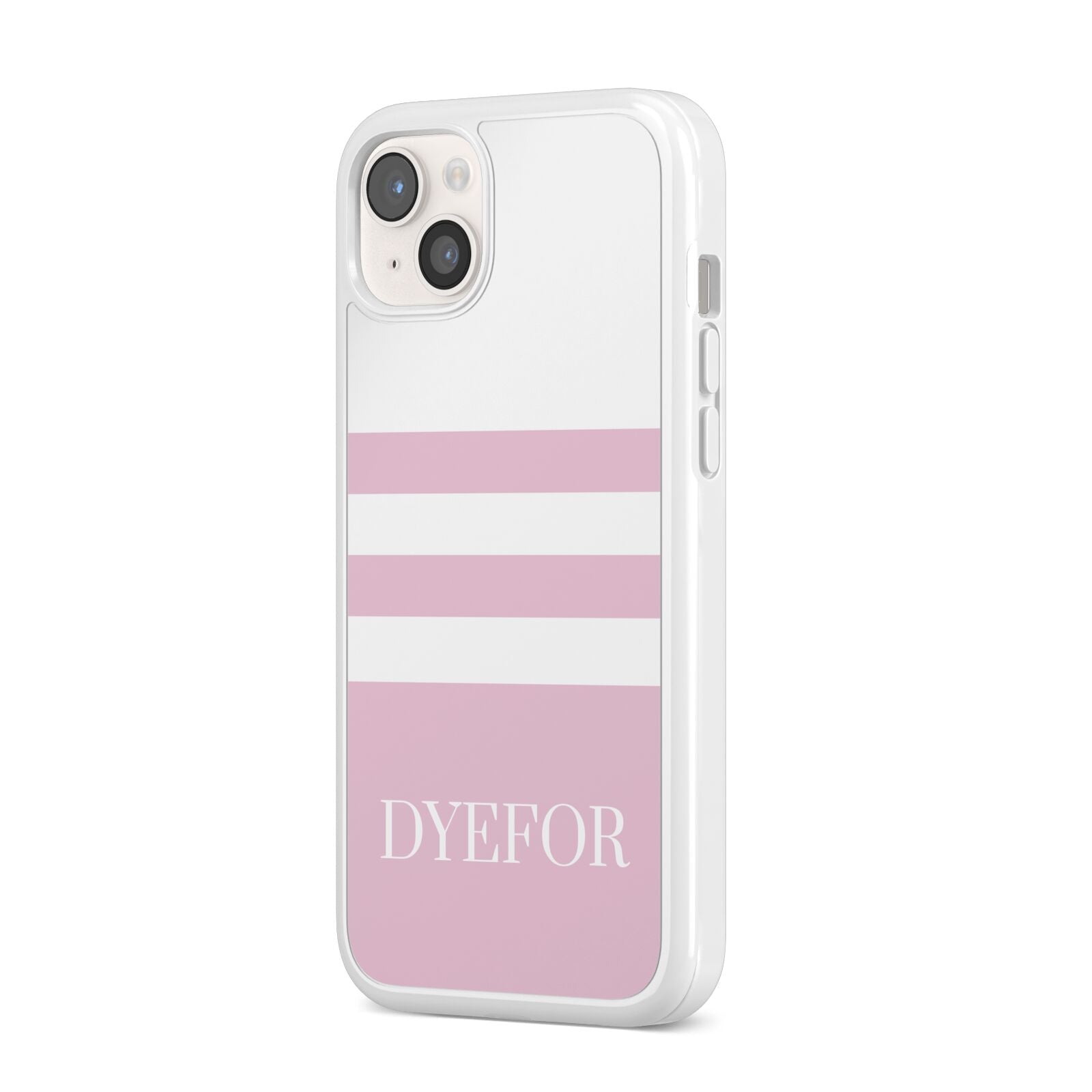 Personalised Name Striped iPhone 14 Plus Clear Tough Case Starlight Angled Image