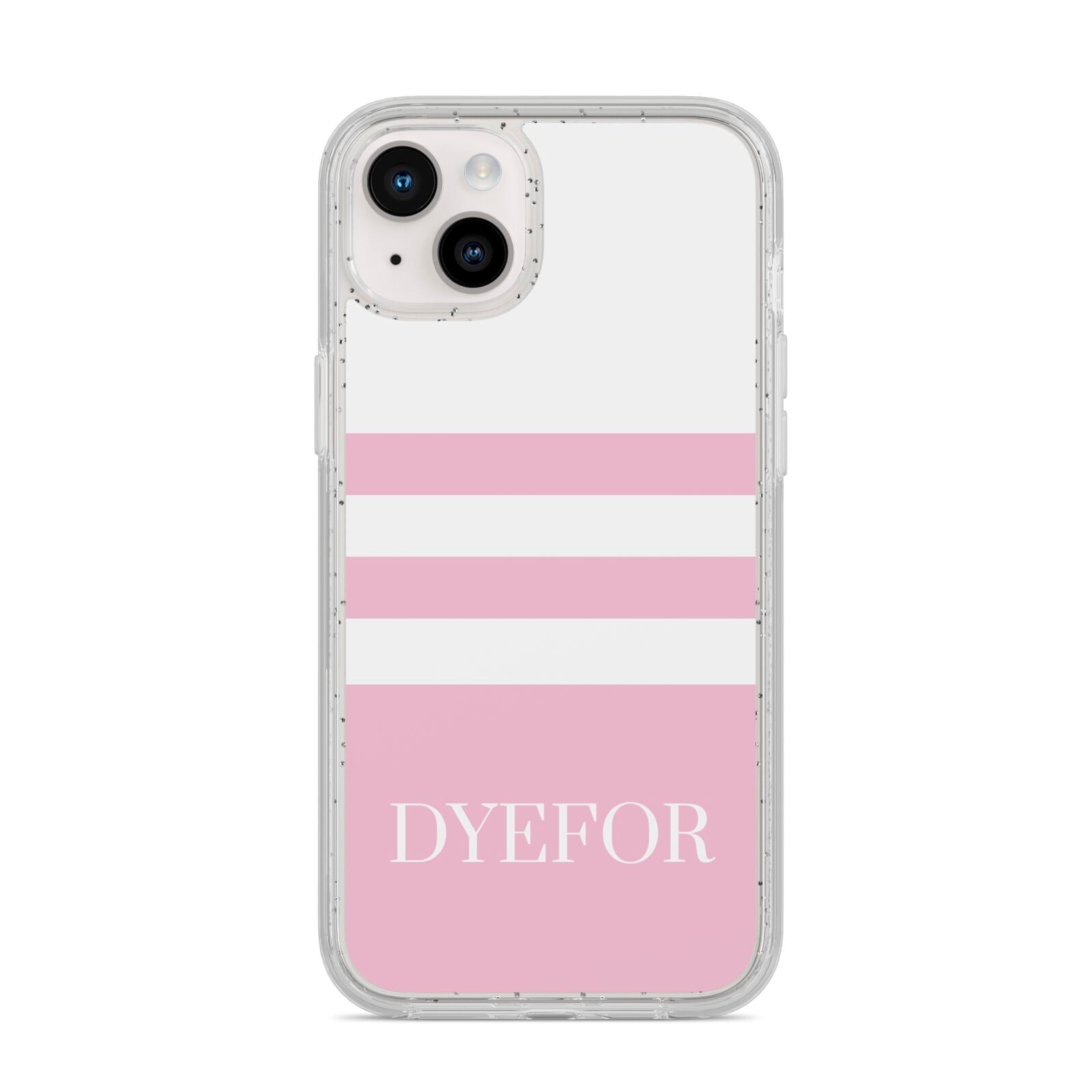Personalised Name Striped iPhone 14 Plus Glitter Tough Case Starlight