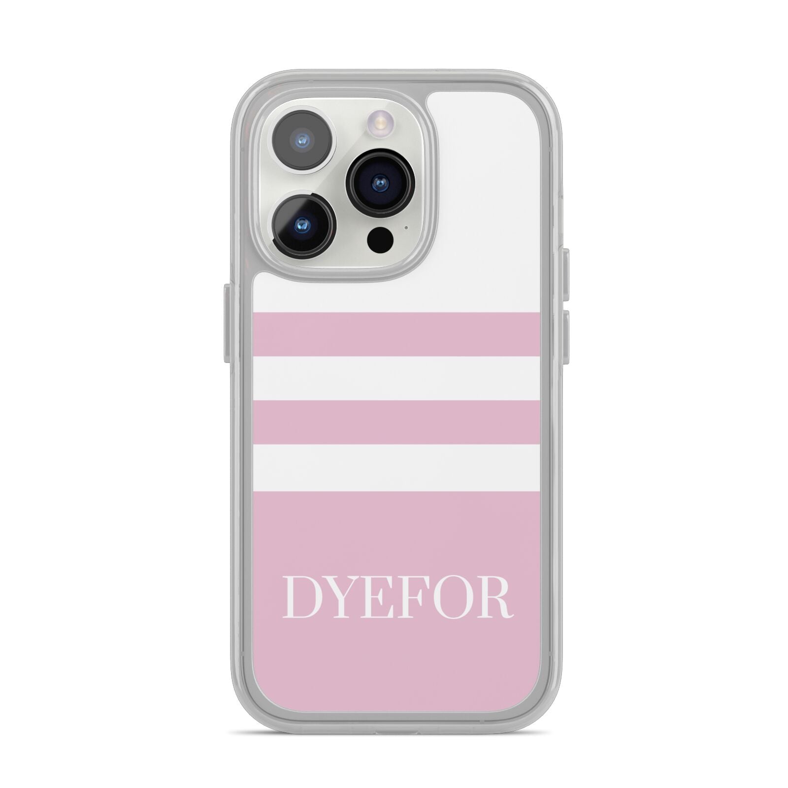 Personalised Name Striped iPhone 14 Pro Clear Tough Case Silver