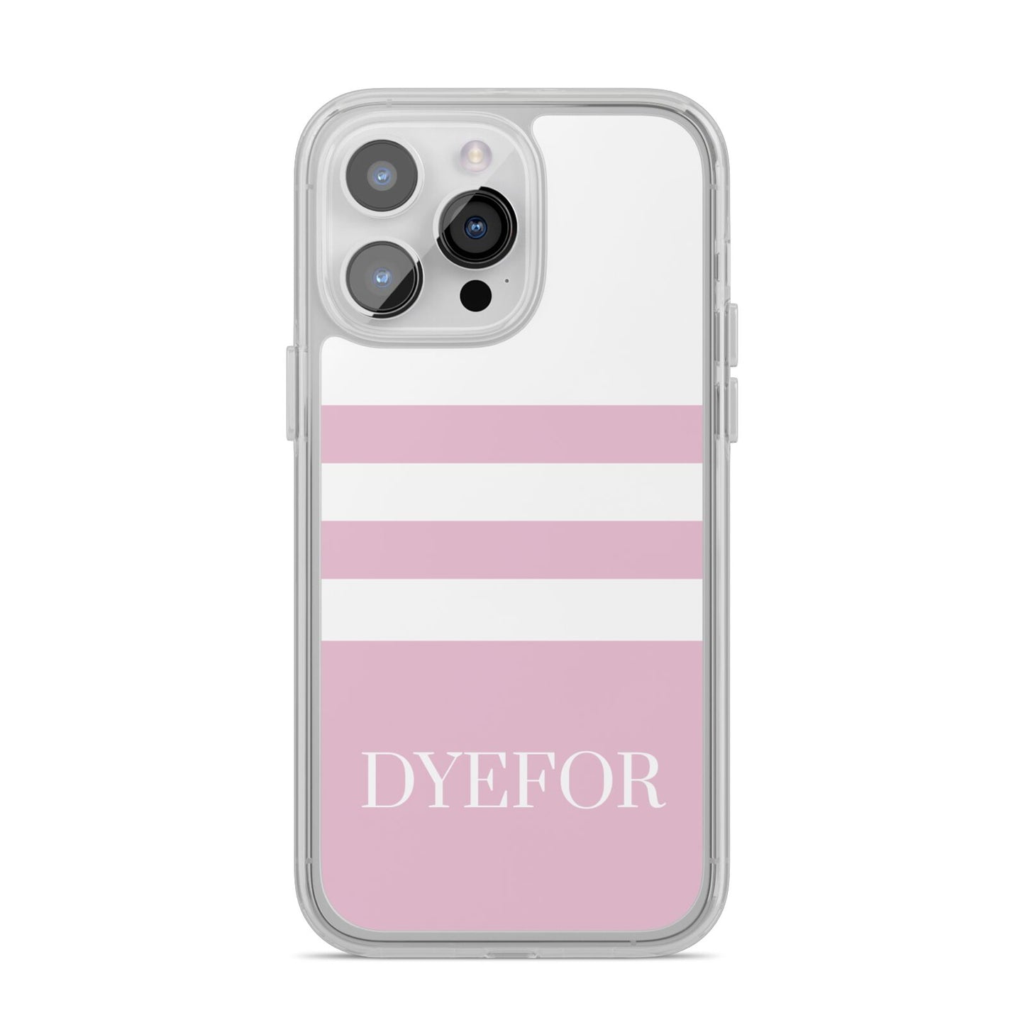 Personalised Name Striped iPhone 14 Pro Max Clear Tough Case Silver