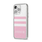 Personalised Name Striped iPhone 14 Pro Max Glitter Tough Case Silver Angled Image