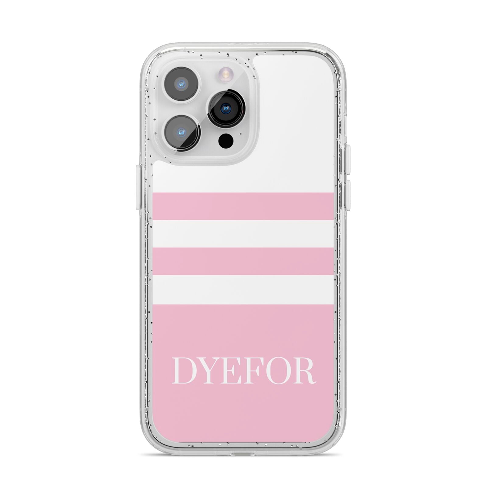 Personalised Name Striped iPhone 14 Pro Max Glitter Tough Case Silver