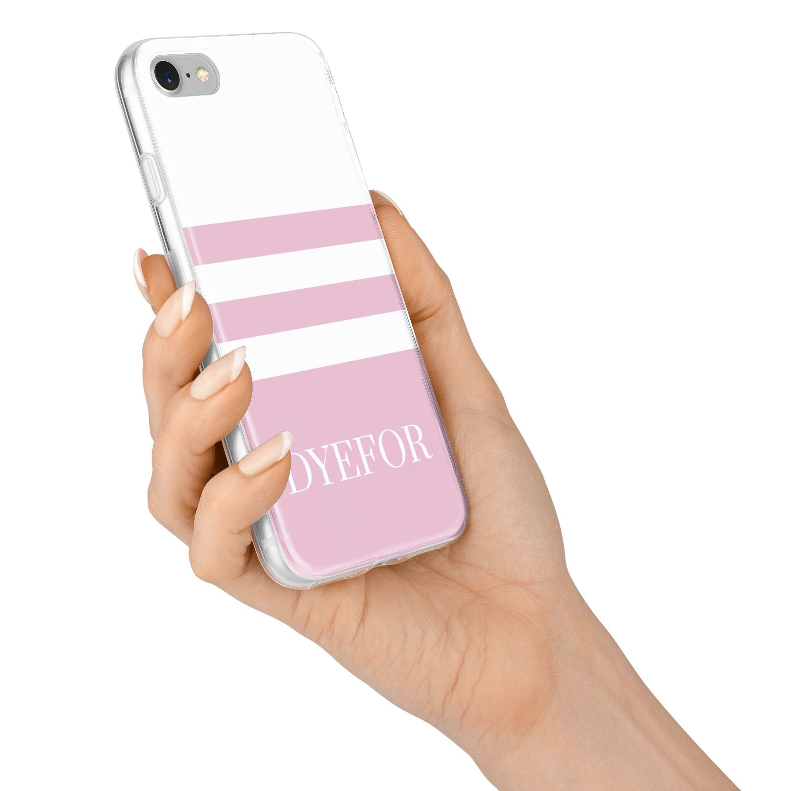 Personalised Name Striped iPhone 7 Bumper Case on Silver iPhone Alternative Image