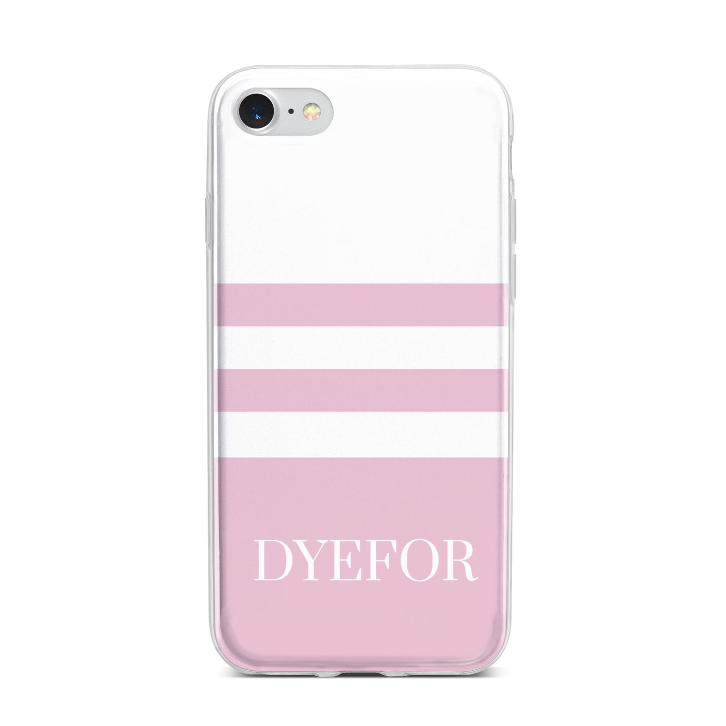 Personalised Name Striped iPhone 7 Bumper Case on Silver iPhone