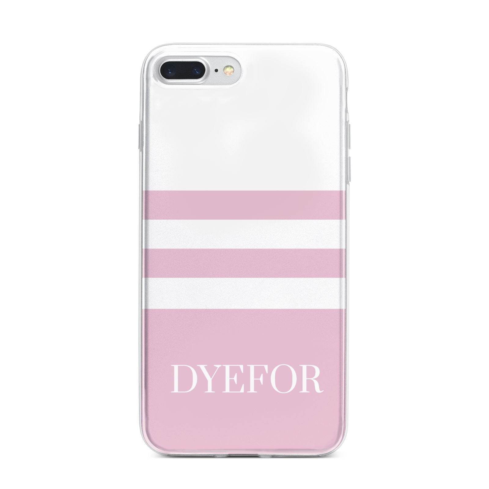 Personalised Name Striped iPhone 7 Plus Bumper Case on Silver iPhone