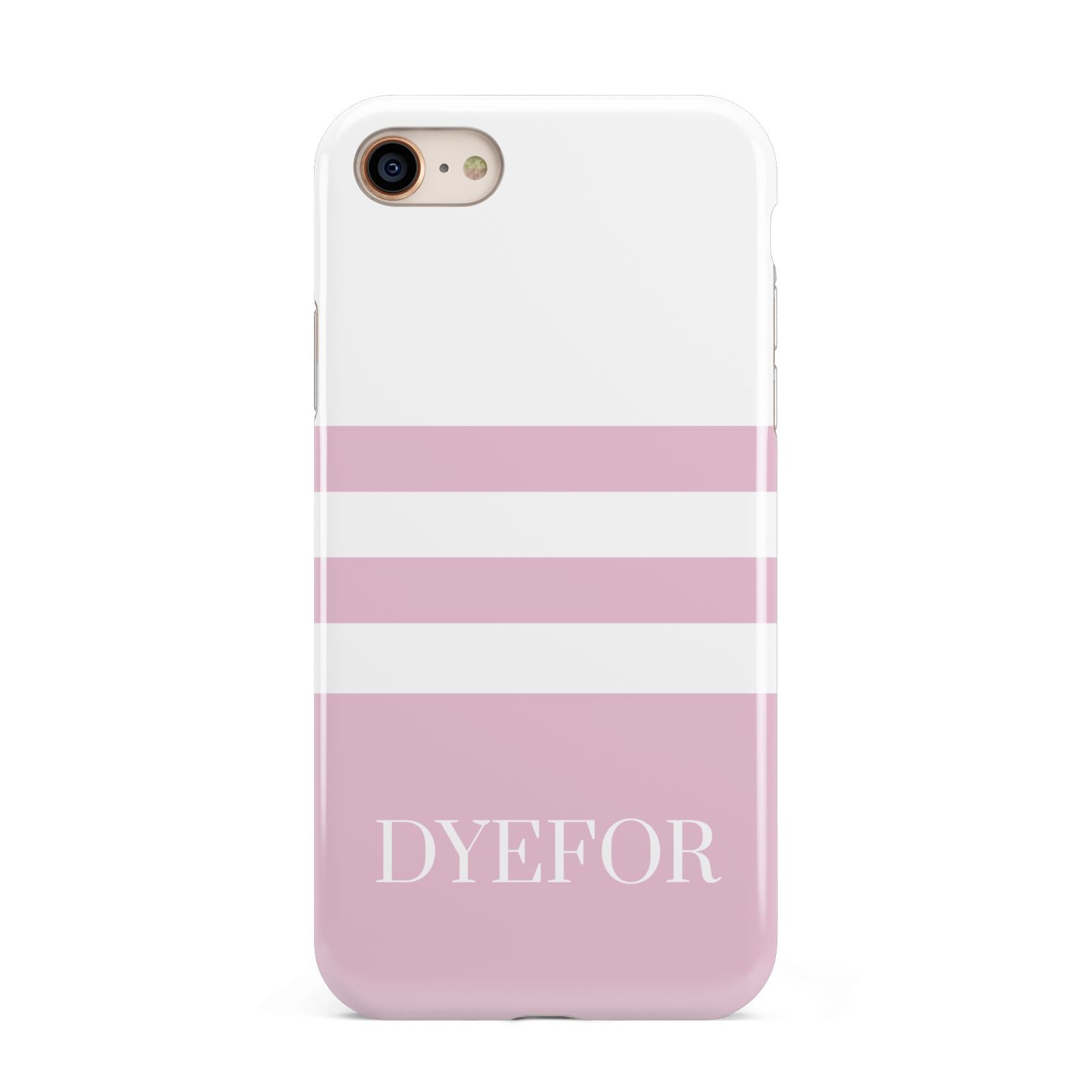 Personalised Name Striped iPhone 8 3D Tough Case on Gold Phone