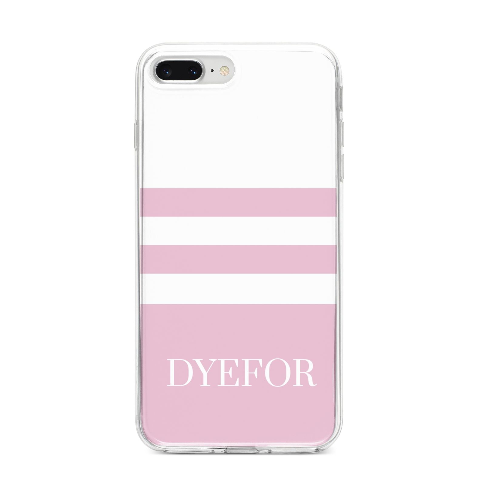 Personalised Name Striped iPhone 8 Plus Bumper Case on Silver iPhone