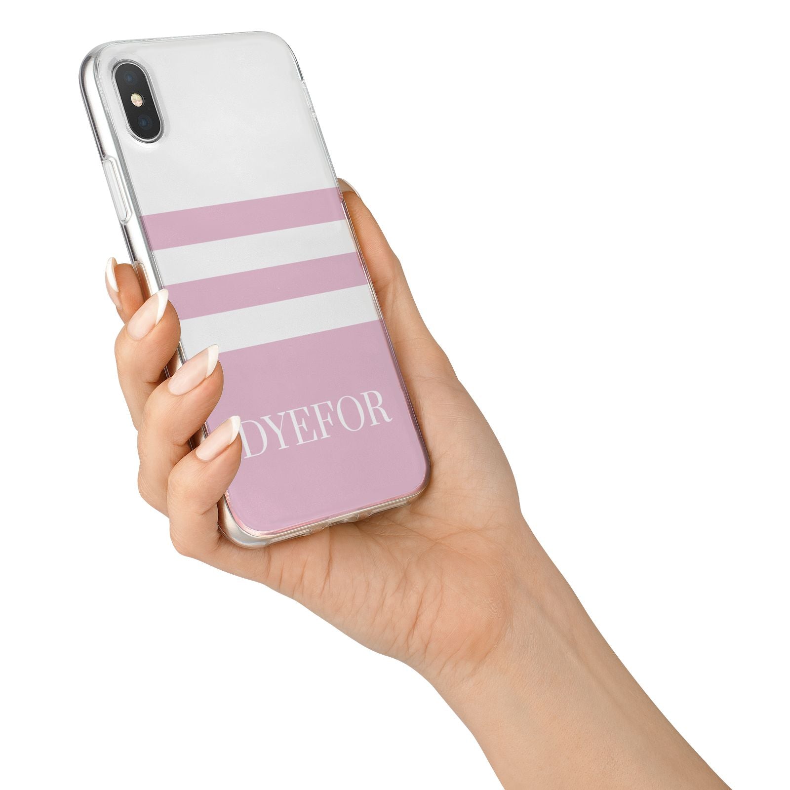 Personalised Name Striped iPhone X Bumper Case on Silver iPhone Alternative Image 2