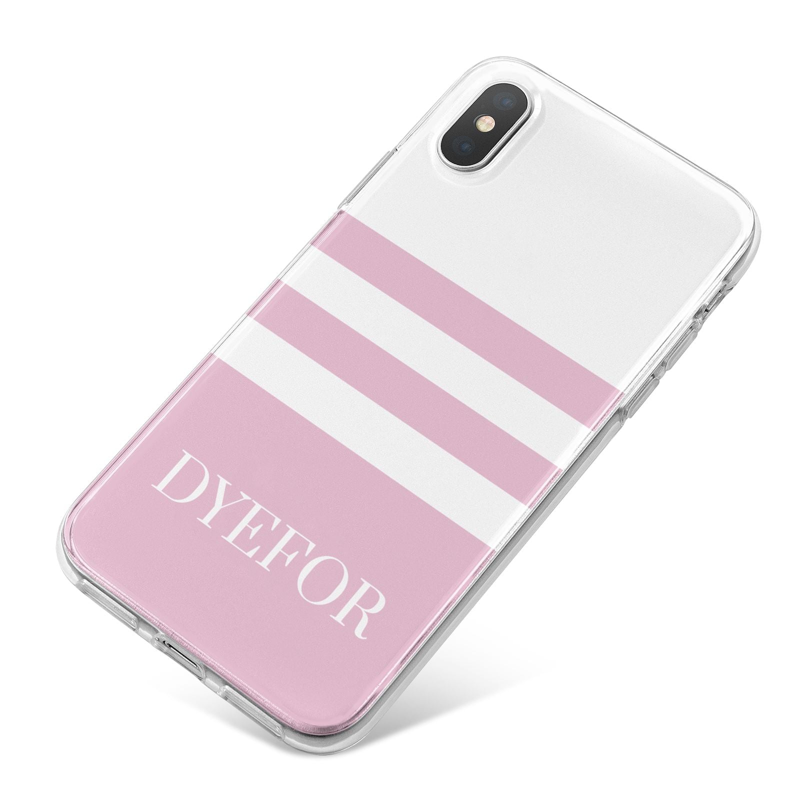 Personalised Name Striped iPhone X Bumper Case on Silver iPhone