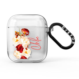 Personalised Name Transparent Clear Floral AirPods Case