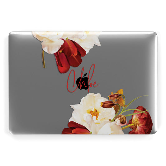 Personalised Name Transparent Clear Floral Apple MacBook Case