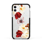 Personalised Name Transparent Clear Floral Apple iPhone 11 in White with Black Impact Case