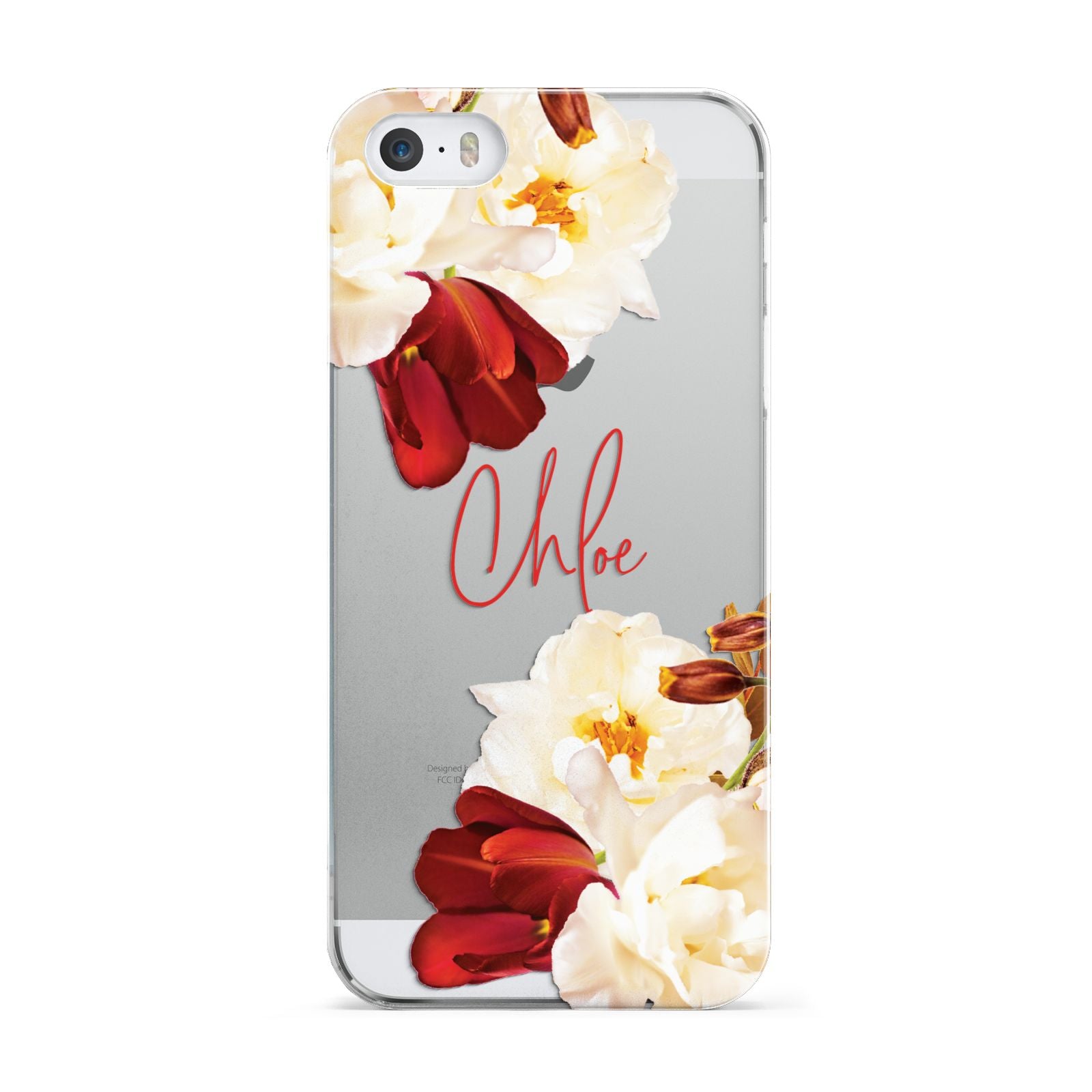Personalised Name Transparent Clear Floral Apple iPhone 5 Case