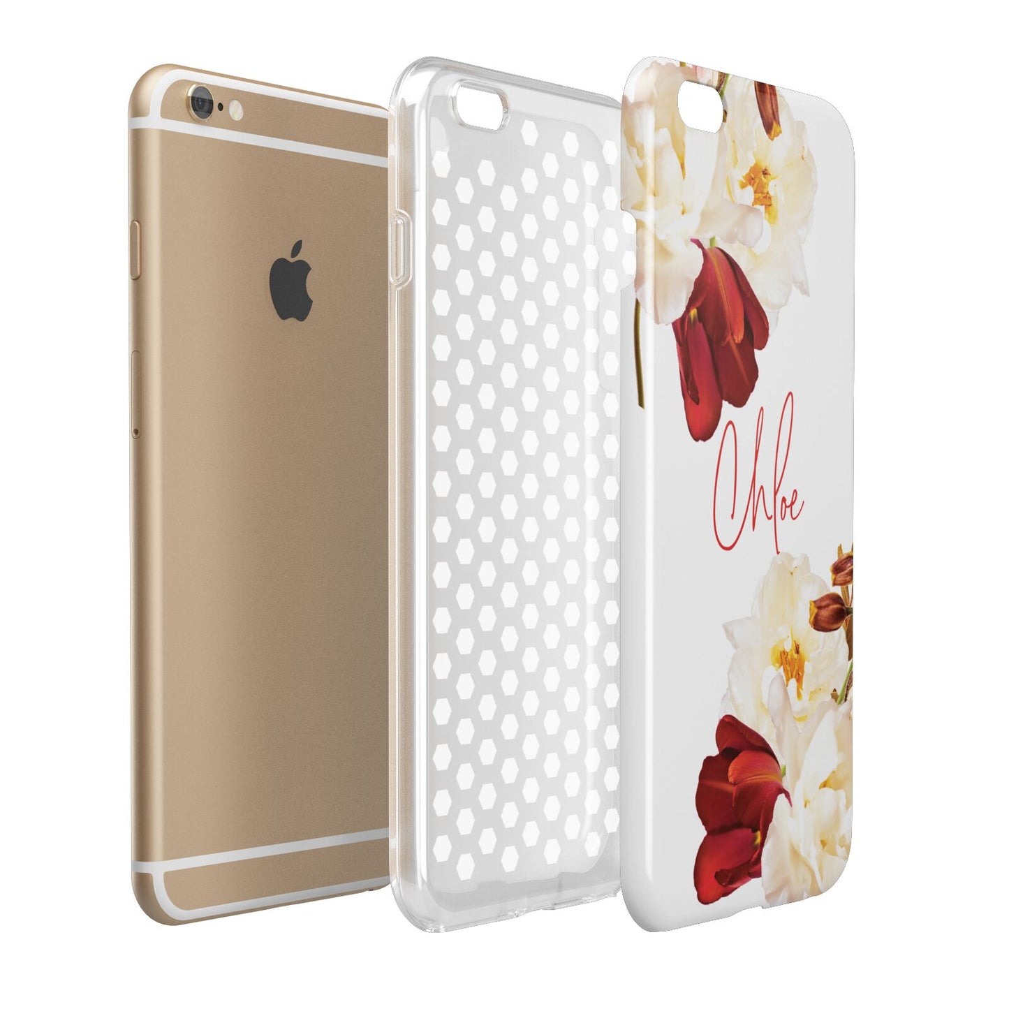Personalised Name Transparent Clear Floral Apple iPhone 6 Plus 3D Tough Case Expand Detail Image