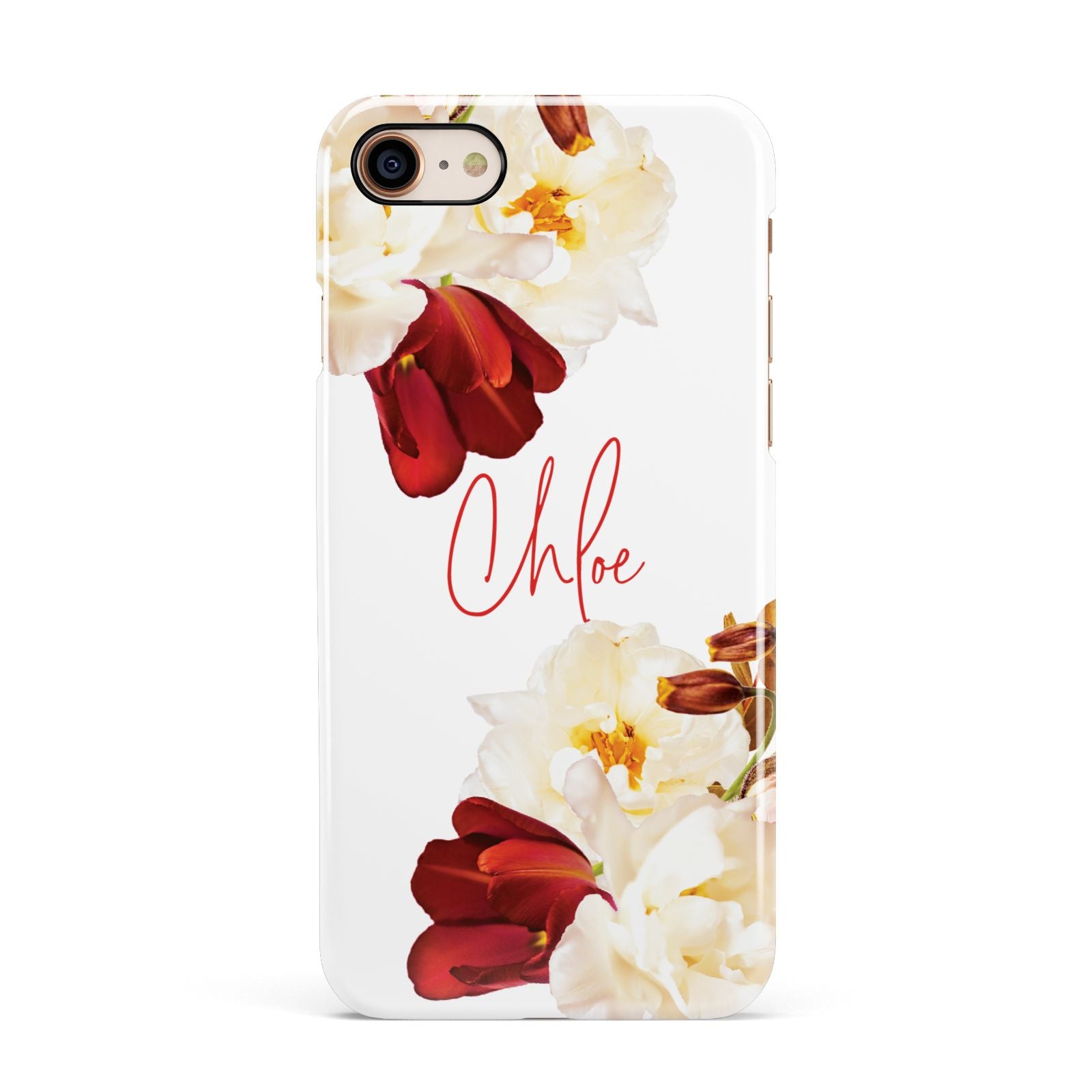 Personalised Name Transparent Clear Floral Apple iPhone 7 8 3D Snap Case