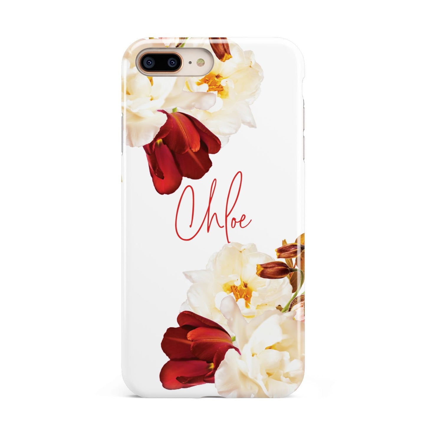 Personalised Name Transparent Clear Floral Apple iPhone 7 8 Plus 3D Tough Case