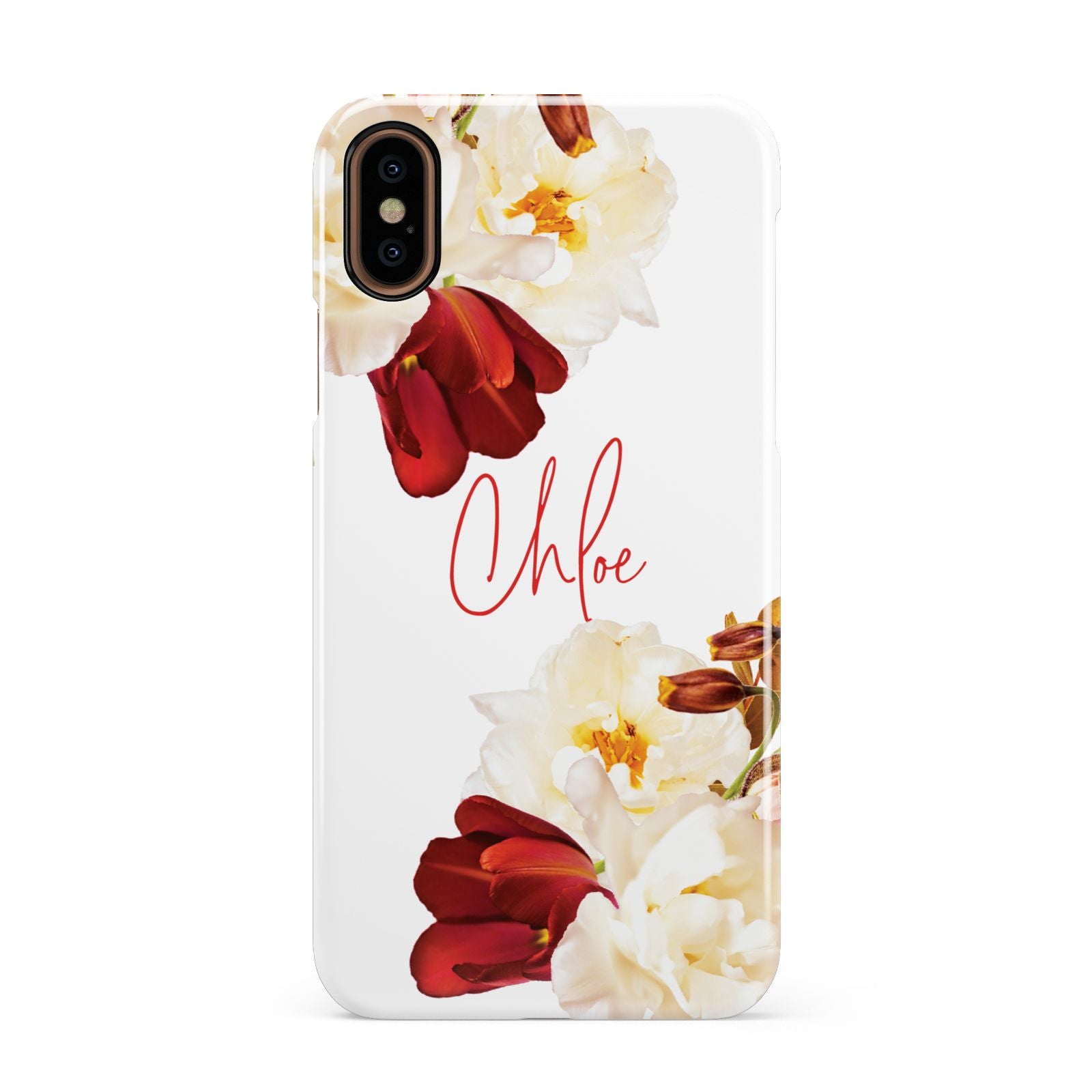 Personalised Name Transparent Clear Floral Apple iPhone XS 3D Snap Case