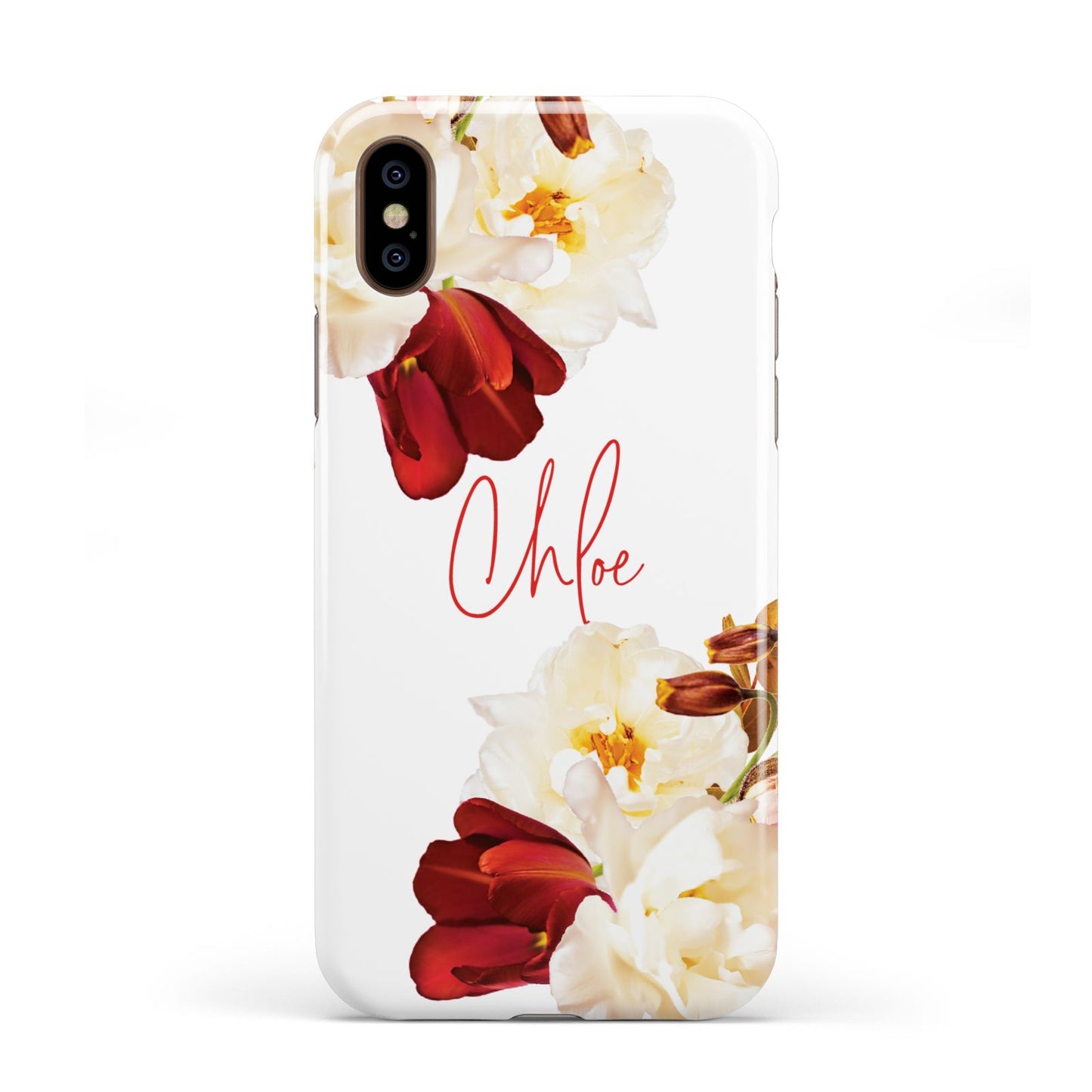 Personalised Name Transparent Clear Floral Apple iPhone XS 3D Tough